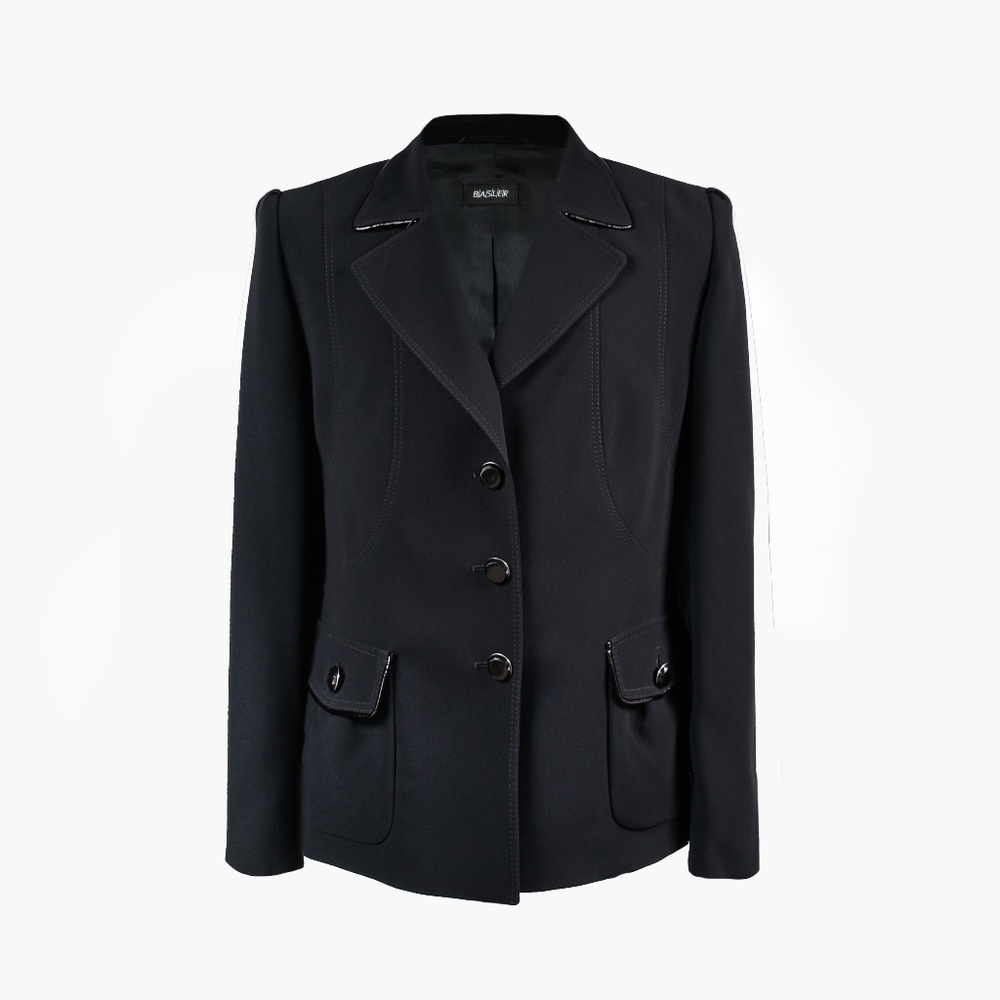 BASLER Black Jacket with Patent Leather Trim